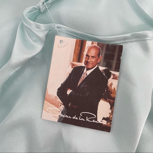 NWT Oscar De La Renta Pink Label Long Blue Satin Long Nightgown - Picture 6 of 13